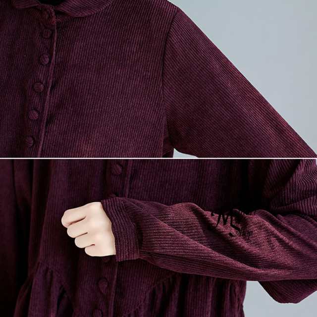 コーデュロイ シャツワンピース 春 ロング 秋冬 カーディガン ロングシャツ レディース シャツワンピ 長袖 アウター マキシ丈 羽織 