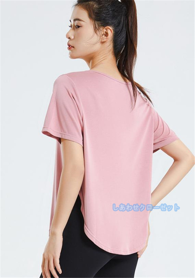 ヨガウェア レディース トップス 半袖 Tシャツ ホットヨガ かわいい フィットネス ランニングウェア スポーツウェア 速乾 吸汗 おしゃれ 