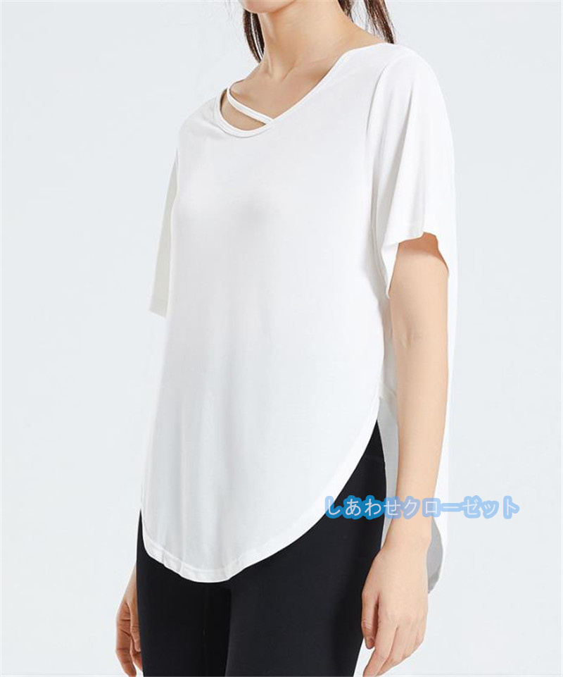 ヨガウェア レディース トップス 半袖 Tシャツ ホットヨガ かわいい フィットネス ランニングウェア スポーツウェア 速乾 吸汗 おしゃれ 