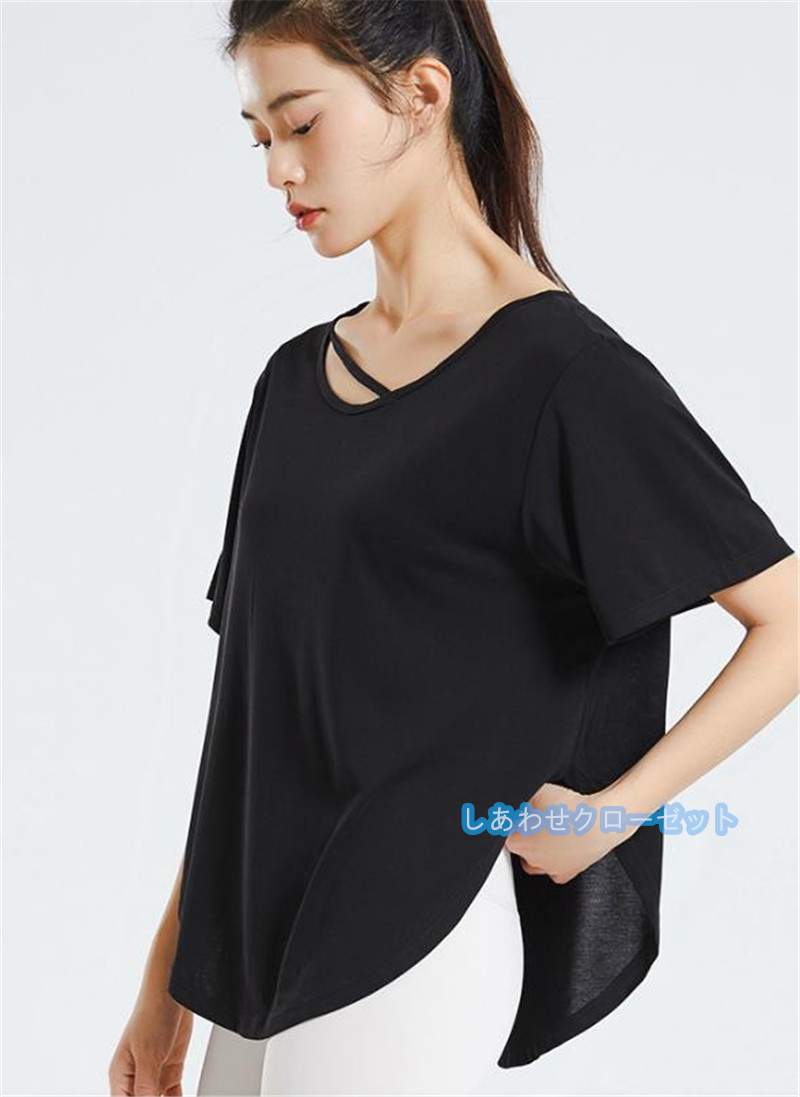 ヨガウェア レディース トップス 半袖 Tシャツ ホットヨガ かわいい フィットネス ランニングウェア スポーツウェア 速乾 吸汗 おしゃれ 