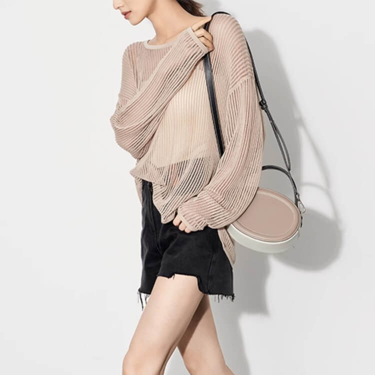 トップス レディース 韓国 長袖 透かし編み ニット 編み 透け感 クルーネック シアートップス ゆったり メッシュ Ｔシャツ おしゃれ シースルー 