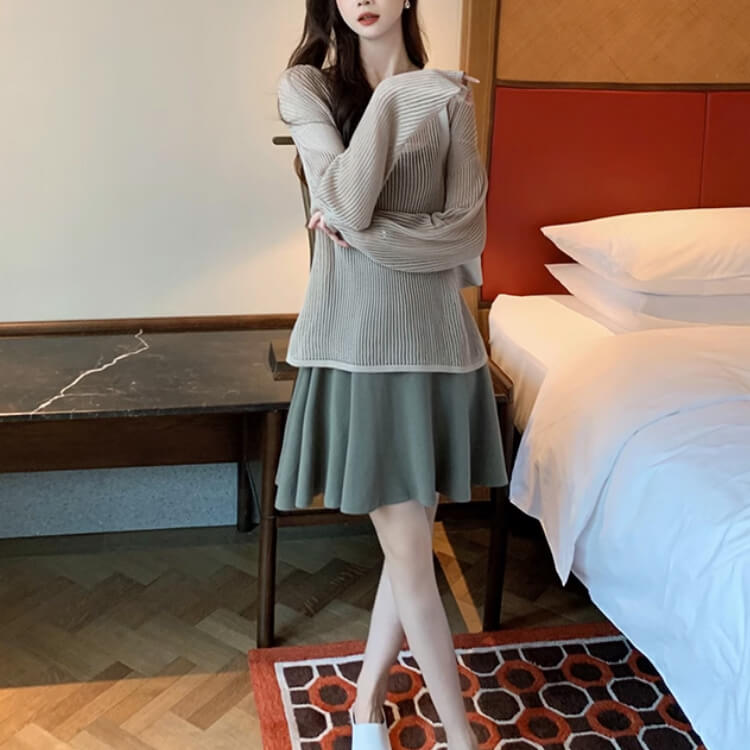 トップス レディース 韓国 長袖 透かし編み ニット 編み 透け感 クルーネック シアートップス ゆったり メッシュ Ｔシャツ おしゃれ シースルー 