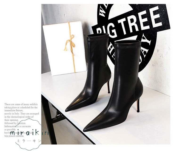 ブーツ レディース ショートブーツ 履きやすい 痛くない 8CMヒール 美脚パンプス シンプル 通勤用 裏起毛あり 歩きやすい 仕事 22-26.5CM ピンヒール 