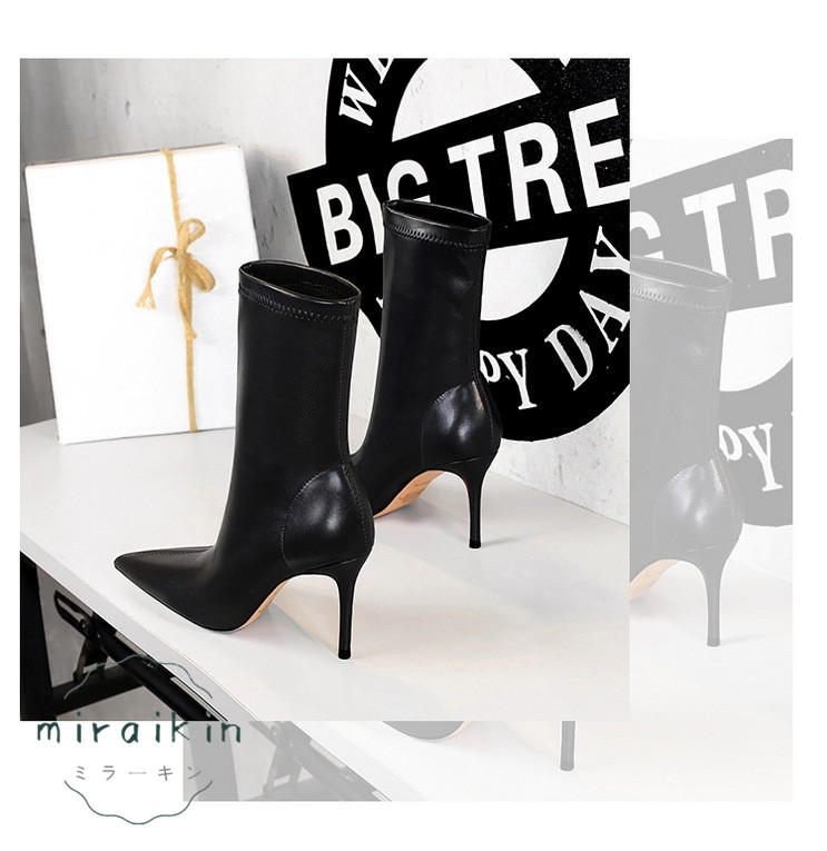 ブーツ レディース ショートブーツ 履きやすい 痛くない 8CMヒール 美脚パンプス シンプル 通勤用 裏起毛あり 歩きやすい 仕事 22-26.5CM ピンヒール 