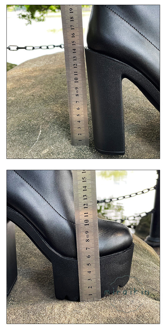 ブーツ レディース ミドルブーツ 履きやすい 痛くない 14CMヒール 黒 通勤用 美脚パンプス 太めヒール 22.5-26.5CM 厚底 仕事 歩きやすい 高見え ブラック 