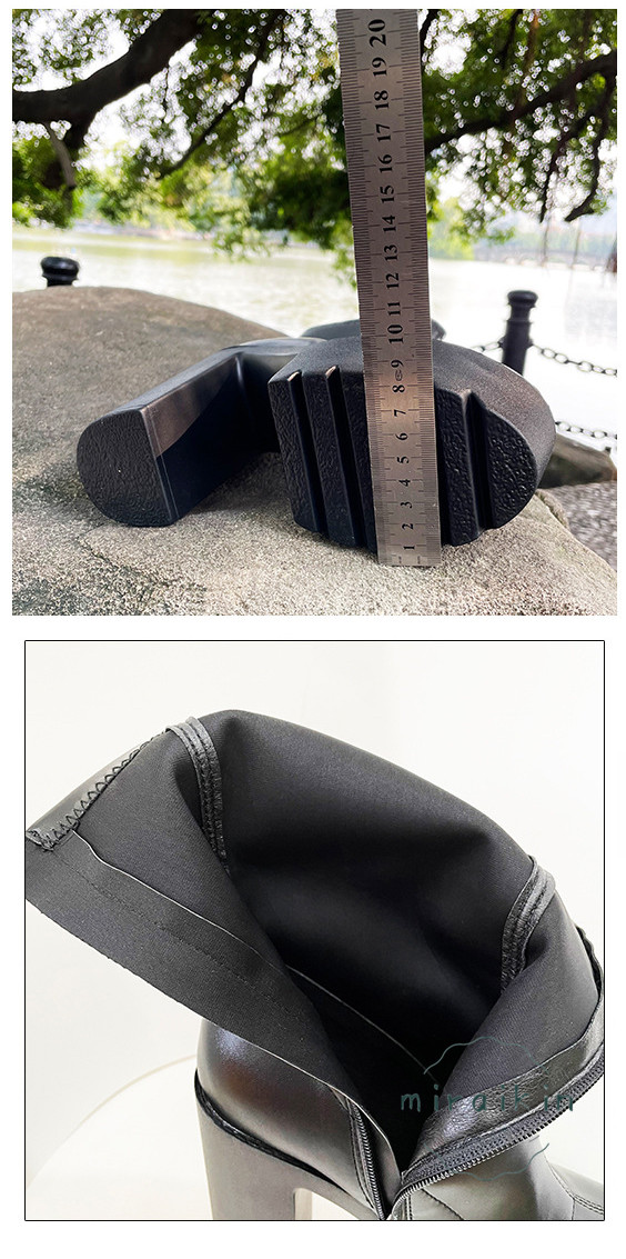 ブーツ レディース ミドルブーツ 履きやすい 痛くない 14CMヒール 黒 通勤用 美脚パンプス 太めヒール 22.5-26.5CM 厚底 仕事 歩きやすい 高見え ブラック 