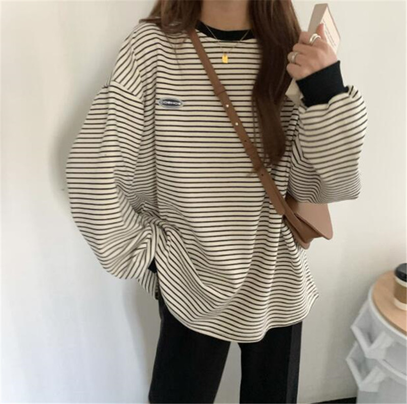Tシャツ レディース 長袖 カットソー ロングTシャツ ボーダー 部屋着 スウェット カジュアル トレーナー 体型カバー ルームウェア 大きいサイズ 