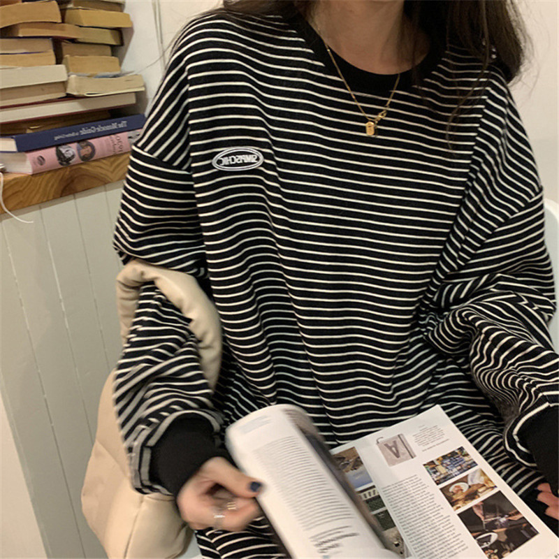 Tシャツ レディース 長袖 カットソー ロングTシャツ ボーダー 部屋着 スウェット カジュアル トレーナー 体型カバー ルームウェア 大きいサイズ 
