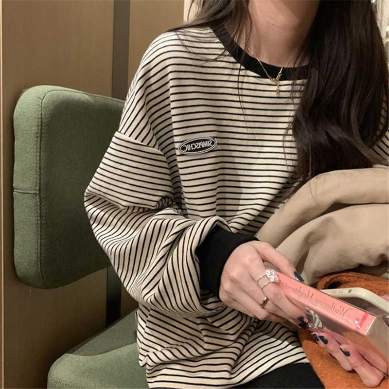 Tシャツ レディース 長袖 カットソー ロングTシャツ ボーダー 部屋着 スウェット カジュアル トレーナー 体型カバー ルームウェア 大きいサイズ 