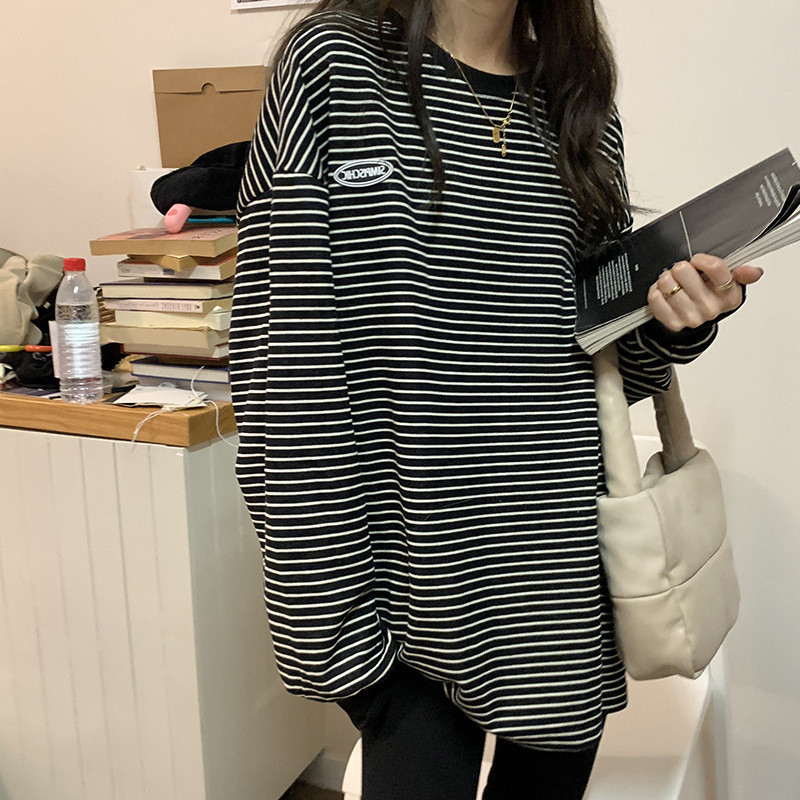 Tシャツ レディース 長袖 カットソー ロングTシャツ ボーダー 部屋着 スウェット カジュアル トレーナー 体型カバー ルームウェア 大きいサイズ 