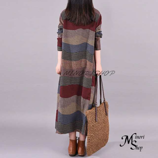 ワンピース 春 マキシワンピース ワンピース ロングワンピース レディース 秋 森ガール 長袖 コットンリネン ロングワンピース 