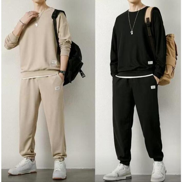 ワッフル 上下セット メンズ セットアップ 長袖 トレーナー カジュアル ロングパンツ ボ スウェットパンツ ウエストゴム 