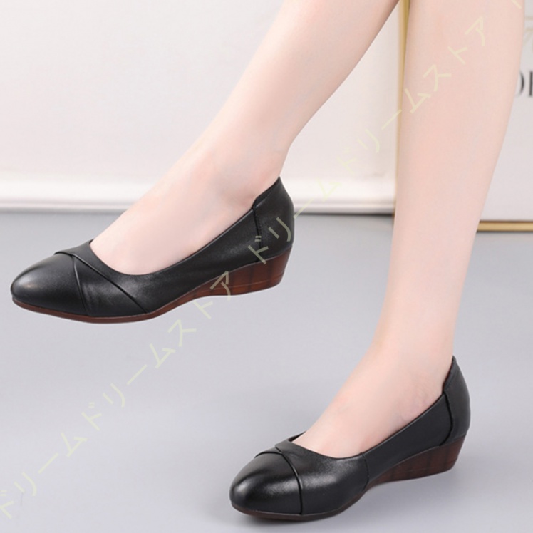 ウェッジソール パンプス シンプル レディース 4CM ローヒール 歩きやすい コンフォート敬老の日披露宴 フラット 厚底 結婚式 痛くない 婦人服 