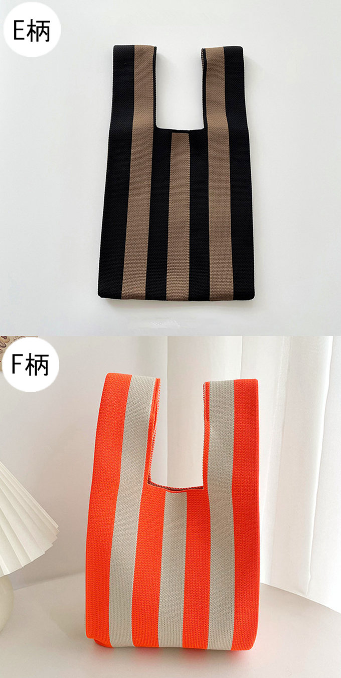 選べる65柄 ニット バッグ ミニ トートバッグ ニットバッグ 大きな柄 斜め ボーダー スタライプ レディース ライン ミニトート 小さめ マルシェバック バイアス 
