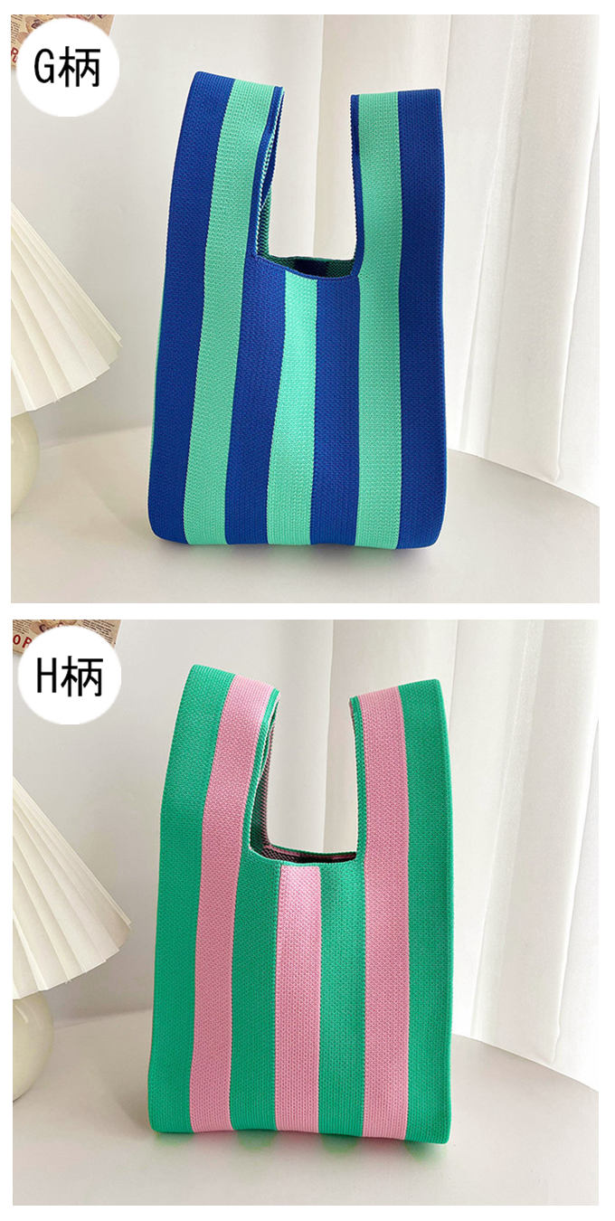 選べる65柄 ニット バッグ ミニ トートバッグ ニットバッグ 大きな柄 斜め ボーダー スタライプ レディース ライン ミニトート 小さめ マルシェバック バイアス 