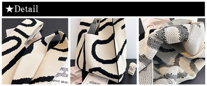 選べる65柄 ニット バッグ ミニ トートバッグ ニットバッグ 大きな柄 斜め ボーダー スタライプ レディース ライン ミニトート 小さめ マルシェバック バイアス 