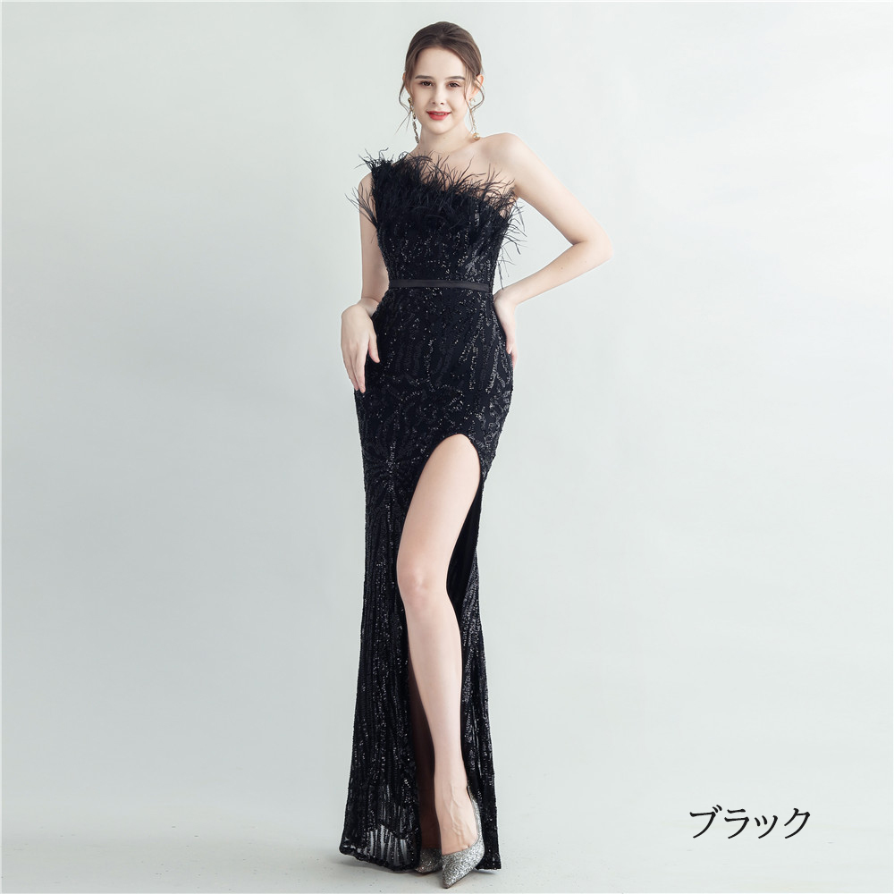 カラードレス マーメイドドレス パーティードレス ワンショルダー スリット イブニングドレス 結婚式 二次会 ウェディングドレス 発表会 スレンダードレス 