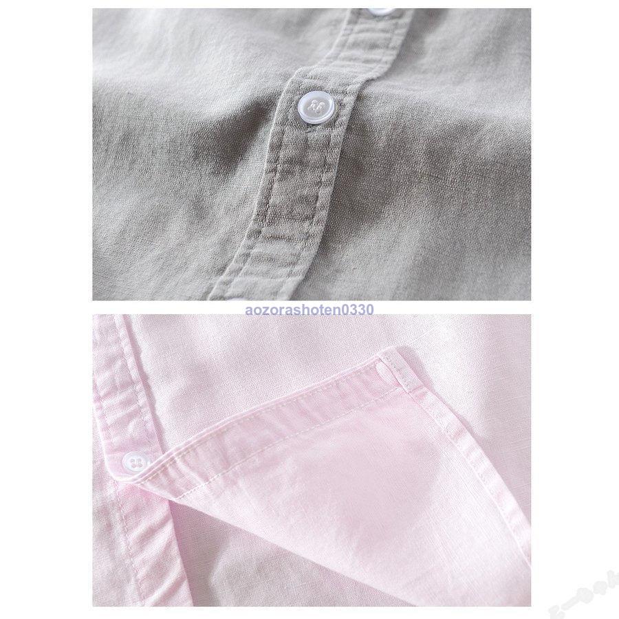 リネンシャツ メンズ 半袖 シャツ 無地 シンプル 通気 羽織り トップス 綿 麻 カジュアルシャツ 