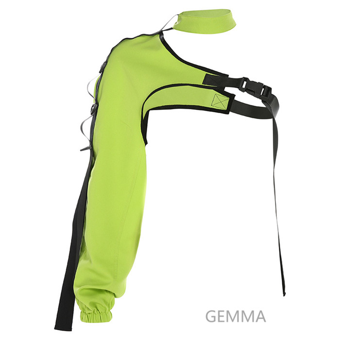 ダンストップス 片腕 ワンショルダー レディース ステージ衣装 ダンス衣装 グレー 舞台衣装 黒 イベント アームウォーマー トップス グリーン 