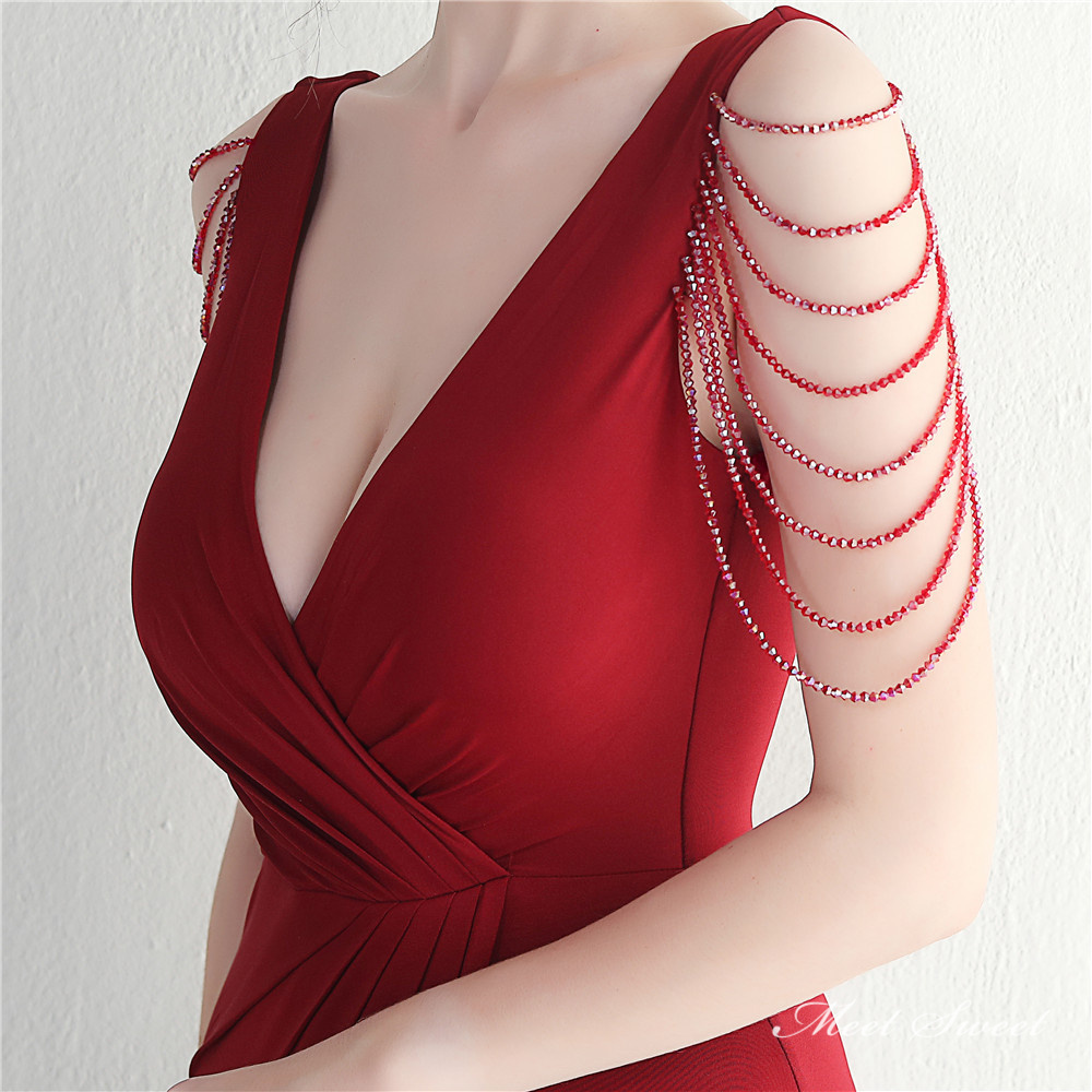 カラードレス マーメイドドレス パーティードレス スリット ビーズ Vネック イブニングドレス 発表会 ファスナー サテン 二次会 ウェディングドレス 結婚式 