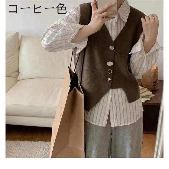ベスト ニットベスト トップス ゆったり 上品 優雅 ニットソー ゆるっとお洒落 ニット 着る瞬間魅力立てる ニットソー ベーシック トップス 