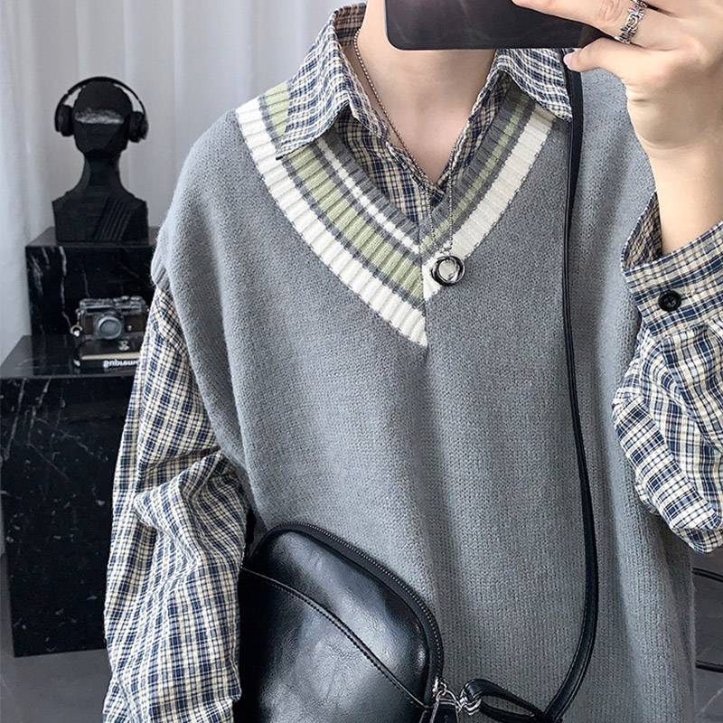 ニットベスト メンズ プルオーバー 袖なし ベスト Vネック ニット カジュアル 冬 トップス 学生 男子 通勤 スクール 通学 アウター 秋 ゆったり オシャレ 