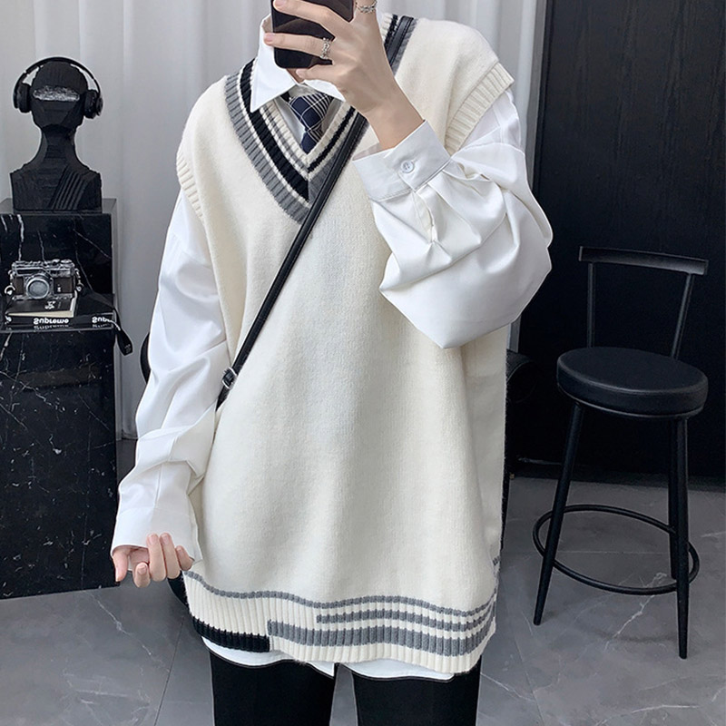 ニットベスト メンズ プルオーバー 袖なし ベスト Vネック ニット カジュアル 冬 トップス 学生 男子 通勤 スクール 通学 アウター 秋 ゆったり オシャレ 