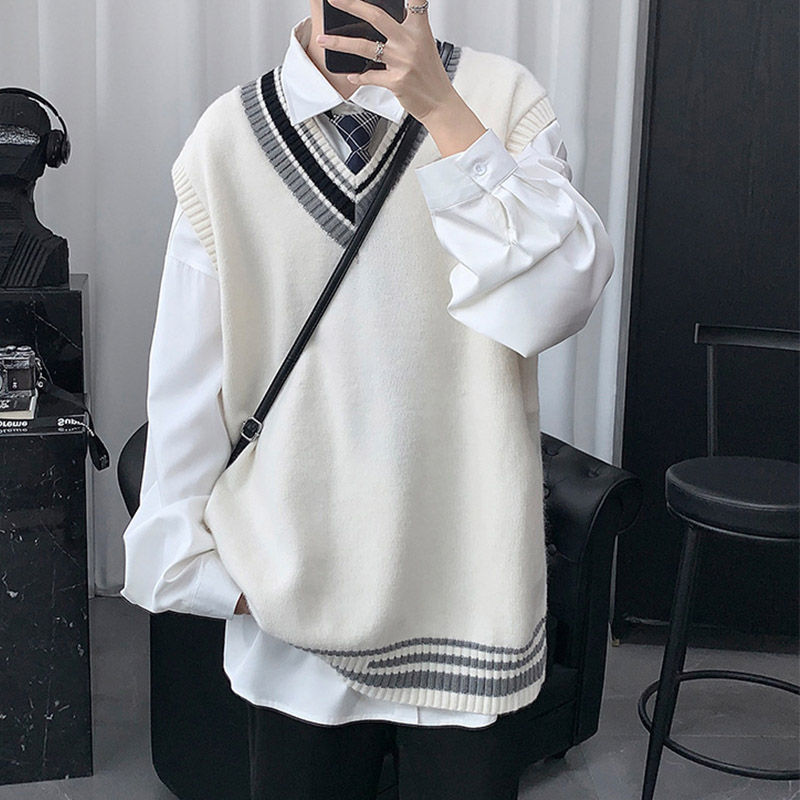 ニットベスト メンズ プルオーバー 袖なし ベスト Vネック ニット カジュアル 冬 トップス 学生 男子 通勤 スクール 通学 アウター 秋 ゆったり オシャレ 