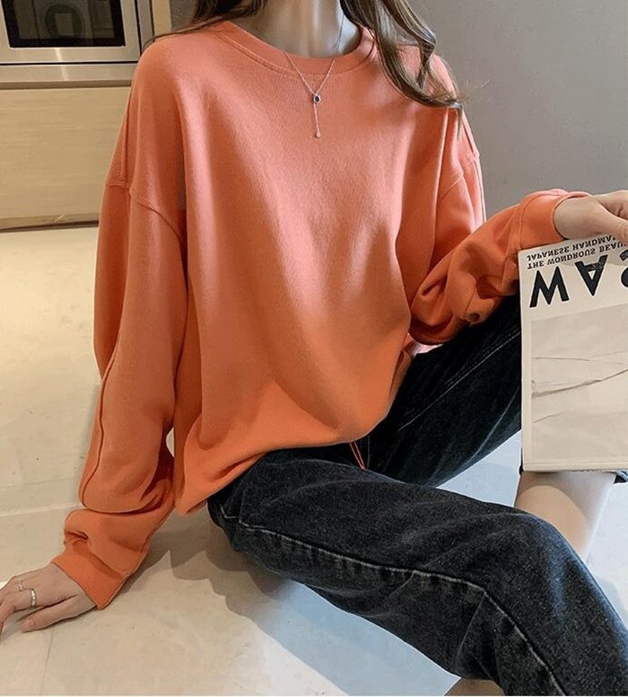 トレーナー トップス レディース スウェット プルオーバー クルーネック 秋 無地 カジュアル Tシャツ 新品 冬 可愛い 通学 ゆったり 通勤 長袖 