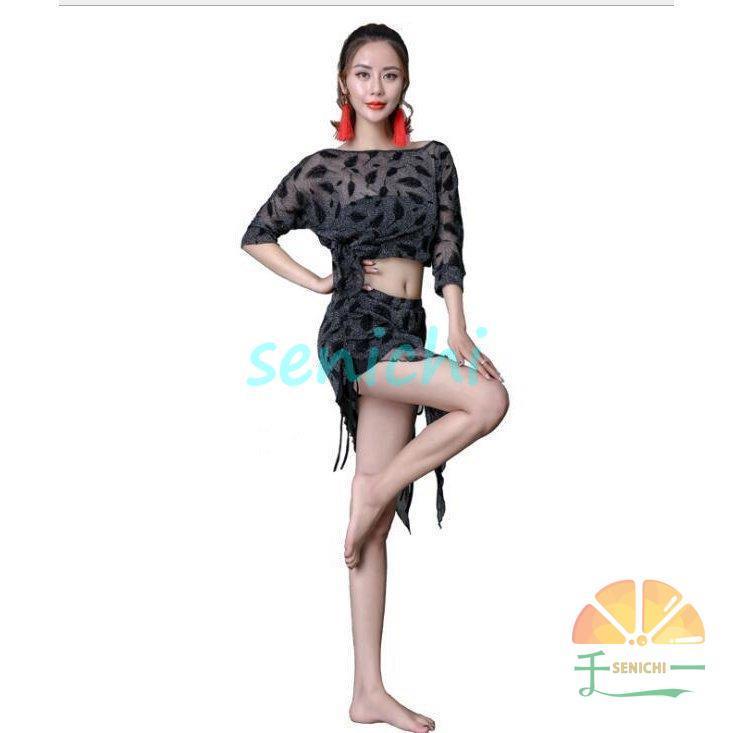 羽柄ダンスウェア ベリーダンス衣装 社交ダンス衣装 ステージ衣装 ダンス教室ダンス発表会 レッスン着 見せパン付き 練習着 ワンピース 