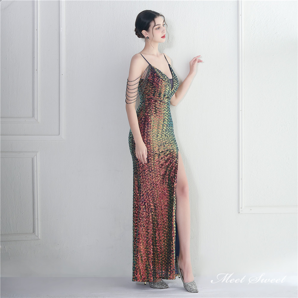 カラードレス マーメイドドレス パーティードレス ビーズ スリット イブニングドレス 二次会 スパンファスナー ウェディングドレス 発表会 結婚式 