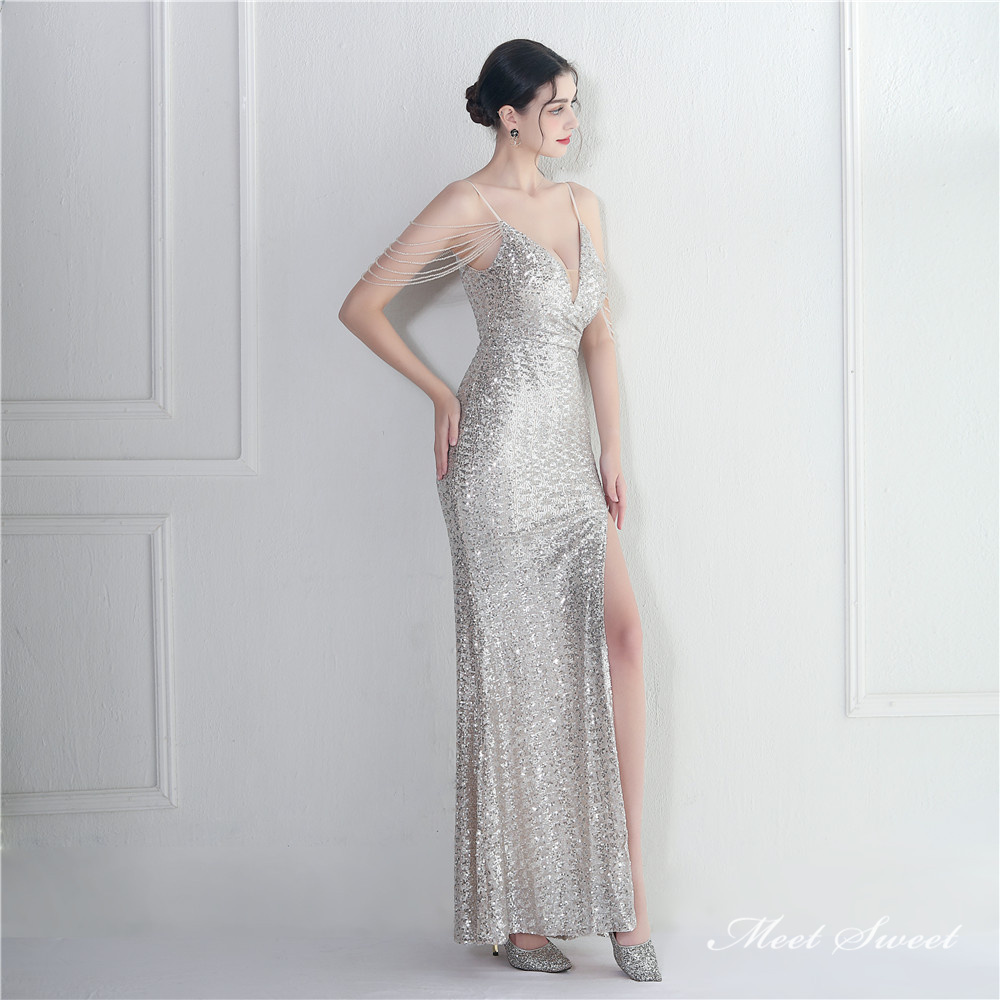 カラードレス マーメイドドレス パーティードレス ビーズ スリット イブニングドレス 二次会 スパンファスナー ウェディングドレス 発表会 結婚式 