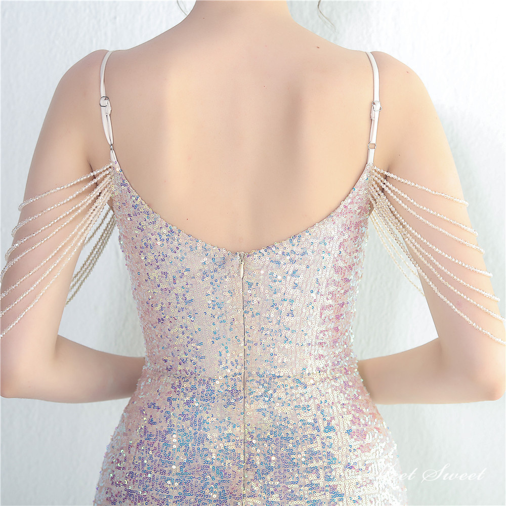 カラードレス マーメイドドレス パーティードレス ビーズ スリット イブニングドレス 二次会 スパンファスナー ウェディングドレス 発表会 結婚式 