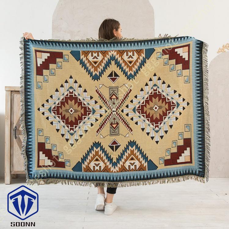 マルチカバー レトロ ソファーカバー 北欧デザイン フリンジ付き ベッドカバー 長方形 カーペット 1人掛け 綿麻 3人掛け 2人掛け カウチ ご自宅で ラグマット 