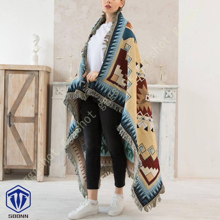 マルチカバー レトロ ソファーカバー 北欧デザイン フリンジ付き ベッドカバー 長方形 カーペット 1人掛け 綿麻 3人掛け 2人掛け カウチ ご自宅で ラグマット 