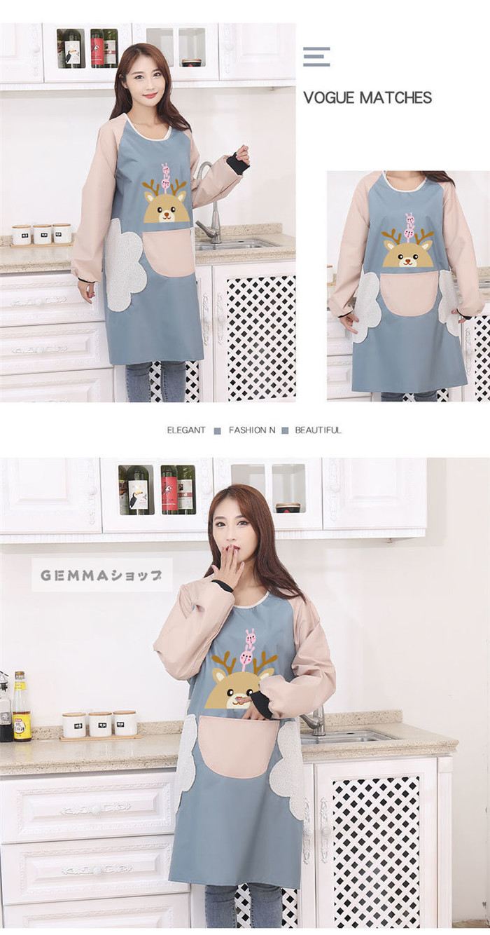 エプロン 料理 防水 防油 素材 可愛い 家庭 自宅 おしゃれ 実用的 ギフト シンプル 着るエプロン キッチン エプロン 長袖 