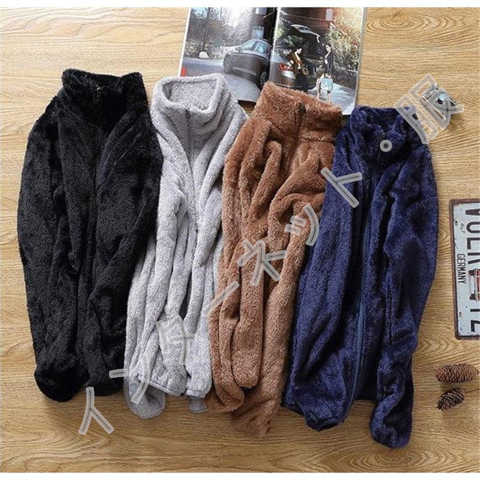 ボアジャケット メンズ フリースジャケット 厚手ジャケット アウター ブルゾン 通学 おしゃれ 防寒 ゆったり インナー もこもこ 通勤 立ち襟 送料無料 無地 