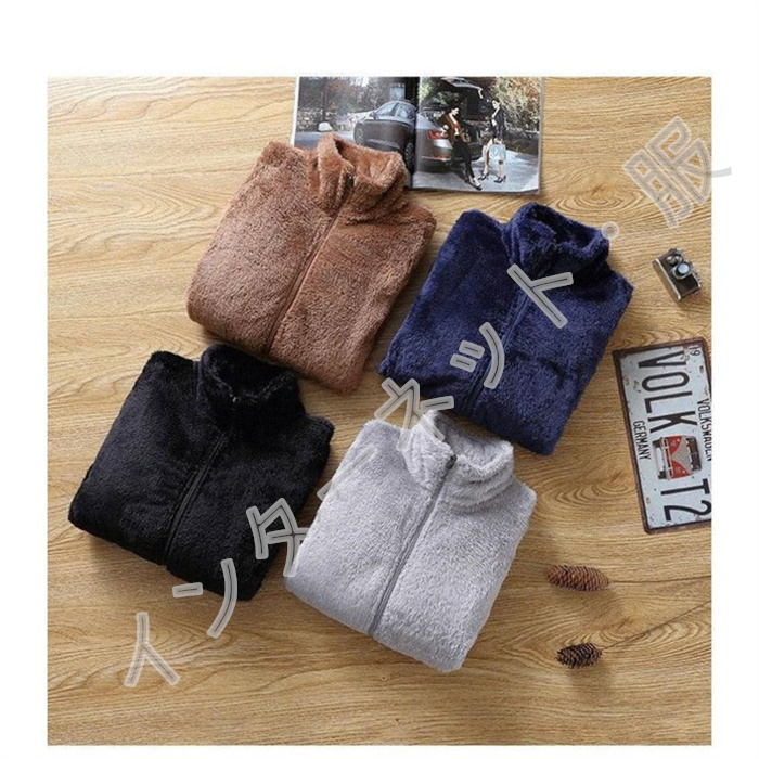 ボアジャケット メンズ フリースジャケット 厚手ジャケット アウター ブルゾン 通学 おしゃれ 防寒 ゆったり インナー もこもこ 通勤 立ち襟 送料無料 無地 