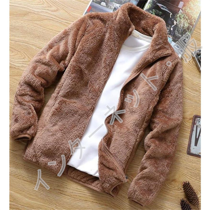 ボアジャケット メンズ フリースジャケット 厚手ジャケット アウター ブルゾン 通学 おしゃれ 防寒 ゆったり インナー もこもこ 通勤 立ち襟 送料無料 無地 