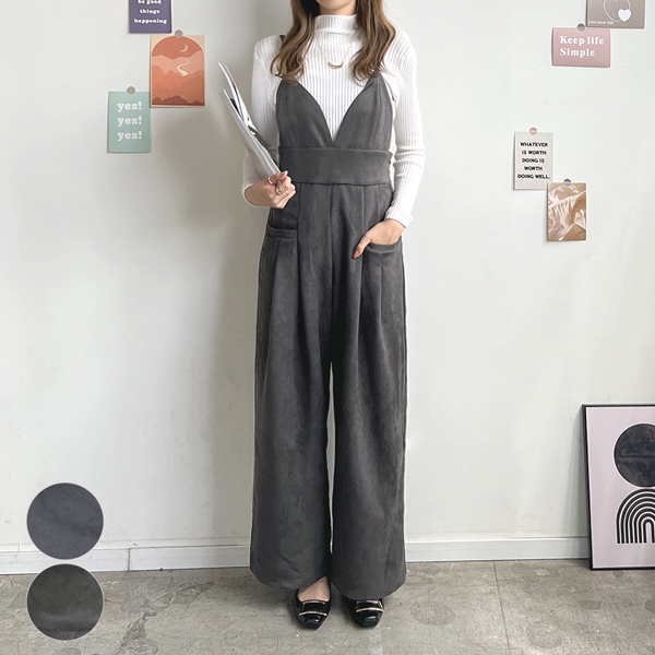 サロペット レディース 秋 冬 カジュアル シンプル 上品 大人可愛い スエードビスチェサロペット きれいめ ガー韓国ファッション 