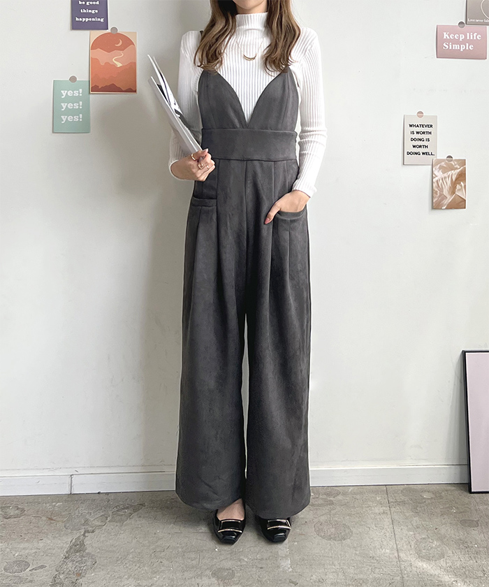 サロペット レディース 秋 冬 カジュアル シンプル 上品 大人可愛い スエードビスチェサロペット きれいめ ガー韓国ファッション 