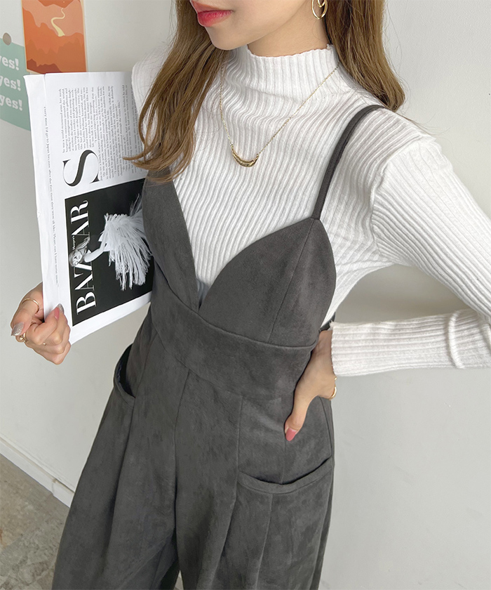 サロペット レディース 秋 冬 カジュアル シンプル 上品 大人可愛い スエードビスチェサロペット きれいめ ガー韓国ファッション 