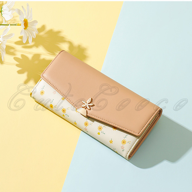 長財布 レディース 薄型 三つ折り 花柄 プリント 小銭入れ 送料無料 きれいめ スキミング防止 しっとりした手触り 頑丈 アウターポケット 丈夫 カード入れ 