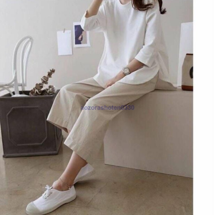 ガウチョパンツ ワイドパンツ 九分丈 カジュアル シンプル 韓国風 ウエストゴム 美脚 レディース ゆったり 体型カバー 9分丈 