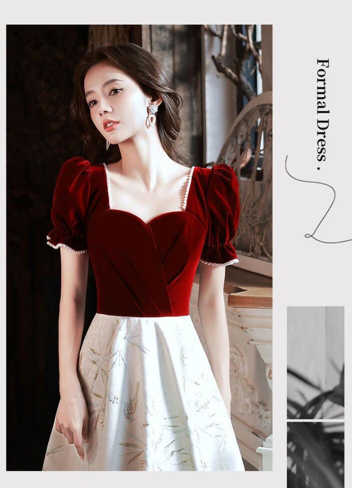 イブニングドレス ワイン赤 ドッキング 結婚式ドレス 二次会ドレス ミディアム丈 ロング丈 ピアノ発表会ドレス ゲストドレス お呼ばれドレス 披露宴 