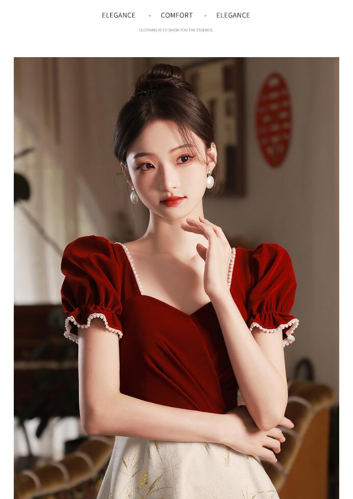 イブニングドレス ワイン赤 ドッキング 結婚式ドレス 二次会ドレス ミディアム丈 ロング丈 ピアノ発表会ドレス ゲストドレス お呼ばれドレス 披露宴 