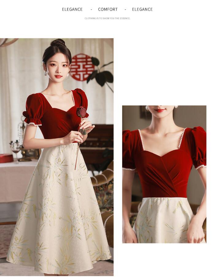 イブニングドレス ワイン赤 ドッキング 結婚式ドレス 二次会ドレス ミディアム丈 ロング丈 ピアノ発表会ドレス ゲストドレス お呼ばれドレス 披露宴 