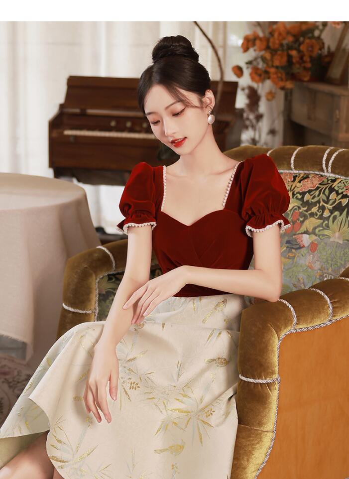 イブニングドレス ワイン赤 ドッキング 結婚式ドレス 二次会ドレス ミディアム丈 ロング丈 ピアノ発表会ドレス ゲストドレス お呼ばれドレス 披露宴 