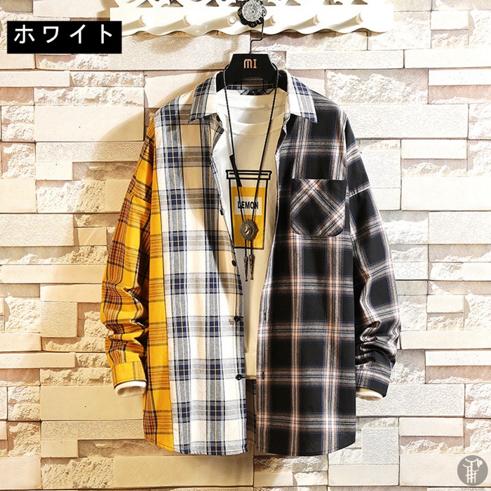 長袖シャツ ストライプシャツ メンズ カジュアルシャツ 長袖 春秋 おしゃれ シャツ お兄系 開襟シャツ 