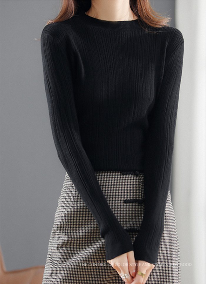 ニット レディース 長袖 クルーネック インナー 無地 トップス エレ秋冬 カジュアル セーター シンプル 女性 ファッション おしゃれ 